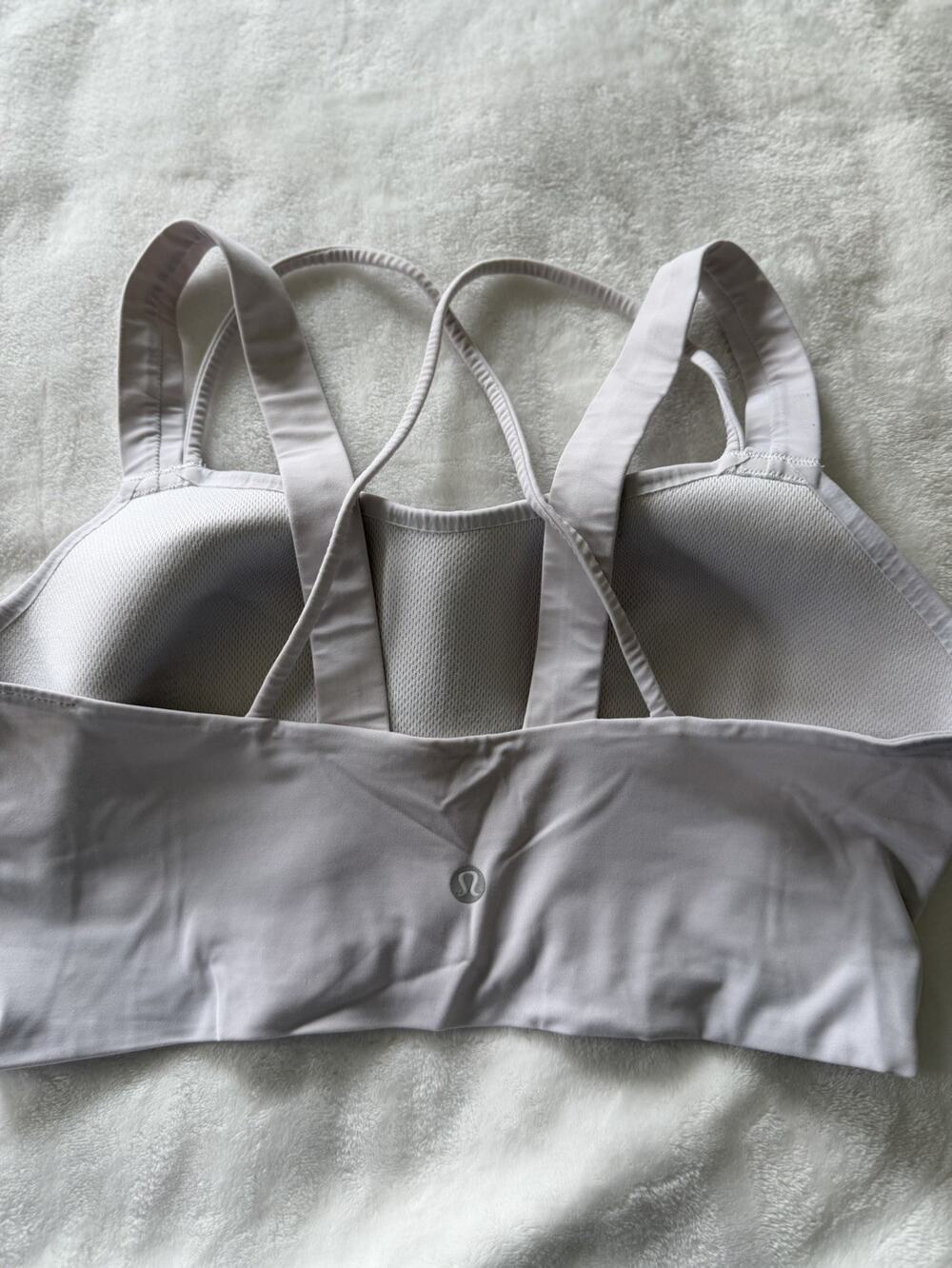 Lululemon white like a cloud longline bra 8